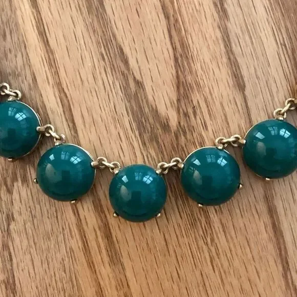 J.Crew | Green Cabochon Statement Necklace | 17” Adjustable - Picture 3 of 4